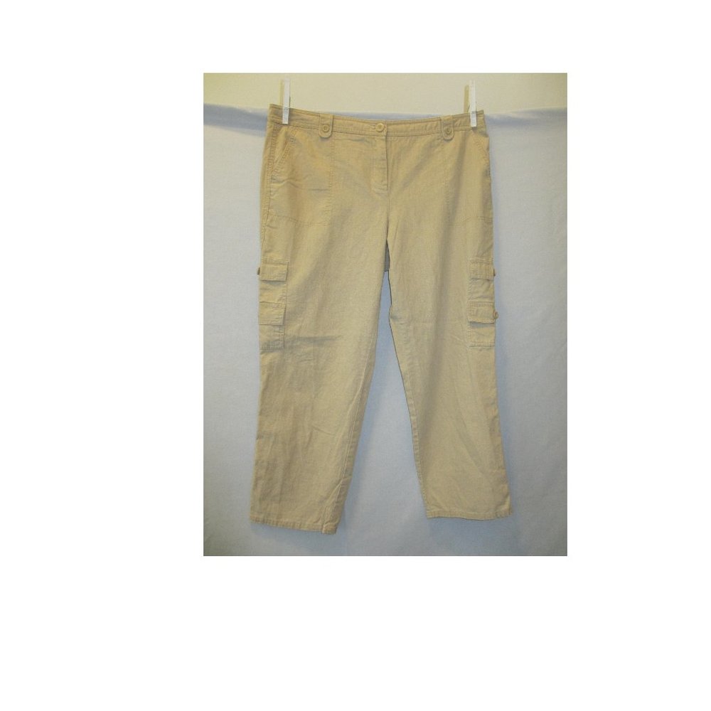 PANTS SIZE18 SHORTS ZIPPER WOMEN`S BEIGE LONG PLUS